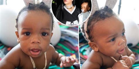 Rihanna's baby boy sports diamonds, designer bunny ears for .